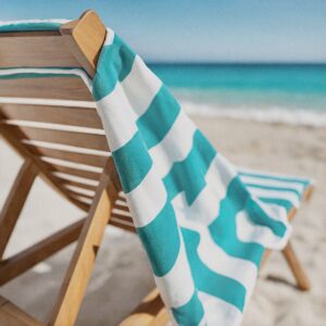 Back,Of,A,Beach,Chair,With,A,Blue,And,White beach chair rentals ocean city nj